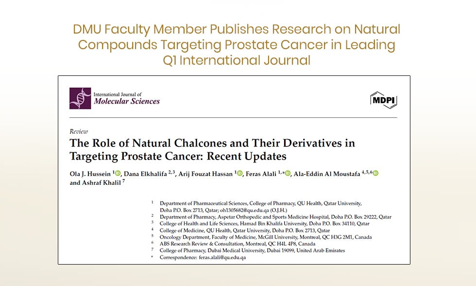 DMU Faculty Member Publishes Research on Natural Compounds Targeting Prostate Cancer in Leading Q1 International Journal
