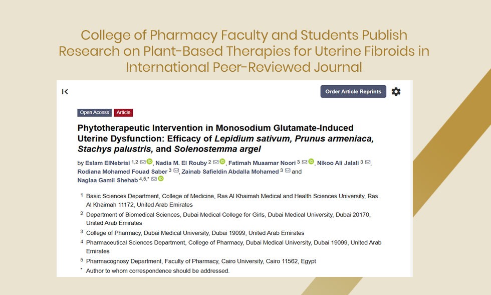 College of Pharmacy Faculty and Students Publish Research on Plant-Based Therapies for Uterine Fibroids in International Peer-Reviewed Journal