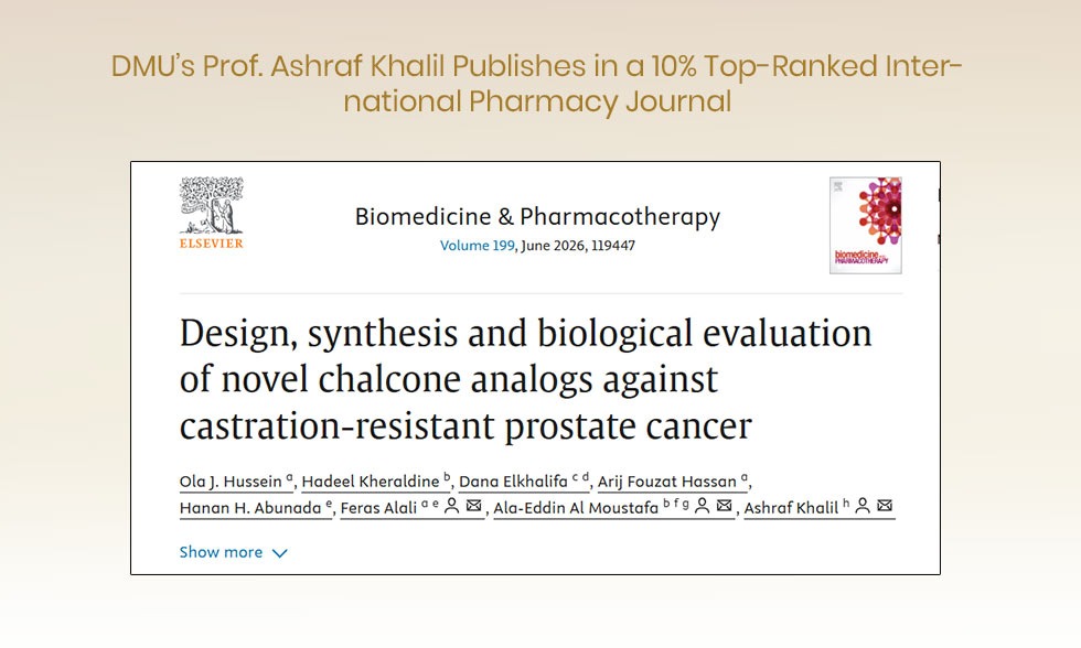 DMU’s Prof. Ashraf Khalil Publishes in a 10% Top-Ranked International Pharmacy Journal